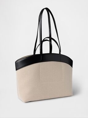 GAP Black Trim East-West Canvas Tote Bag NWT